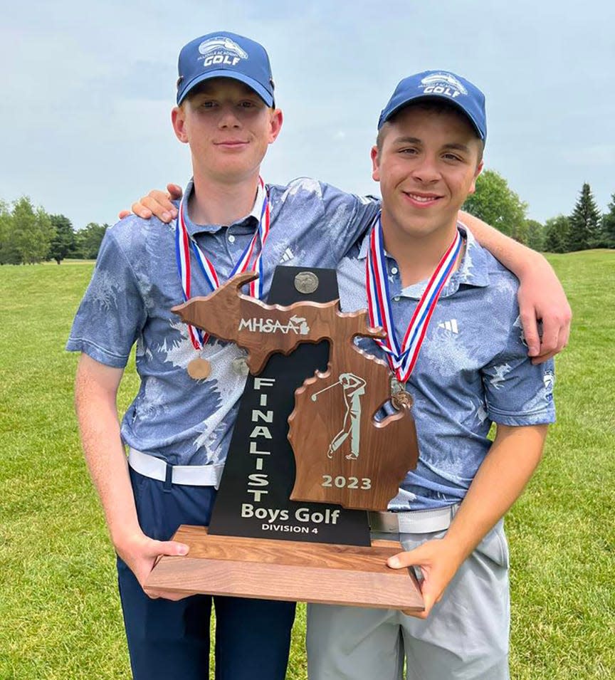 Hillsdale Academy had two golfers earn All State honors, pictured are Rykert Frisinger of Coldwater and Ridley Fast
