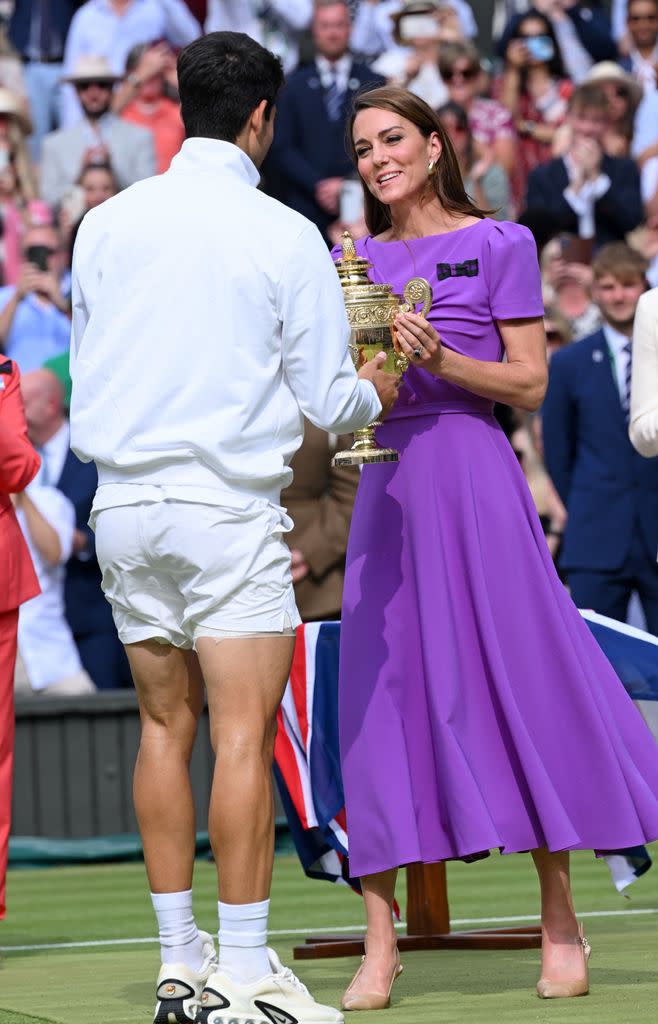 La Princesa de Gales entregó a Carlos Alcaraz el trofeo que lo acredita como campeón de Wimbledon