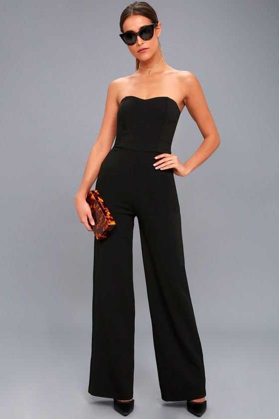 <strong><a href="https://www.lulus.com/products/edith-black-strapless-jumpsuit/544512.html" target="_blank">Lulu's Edith jumpsuit</a>, $61</strong>