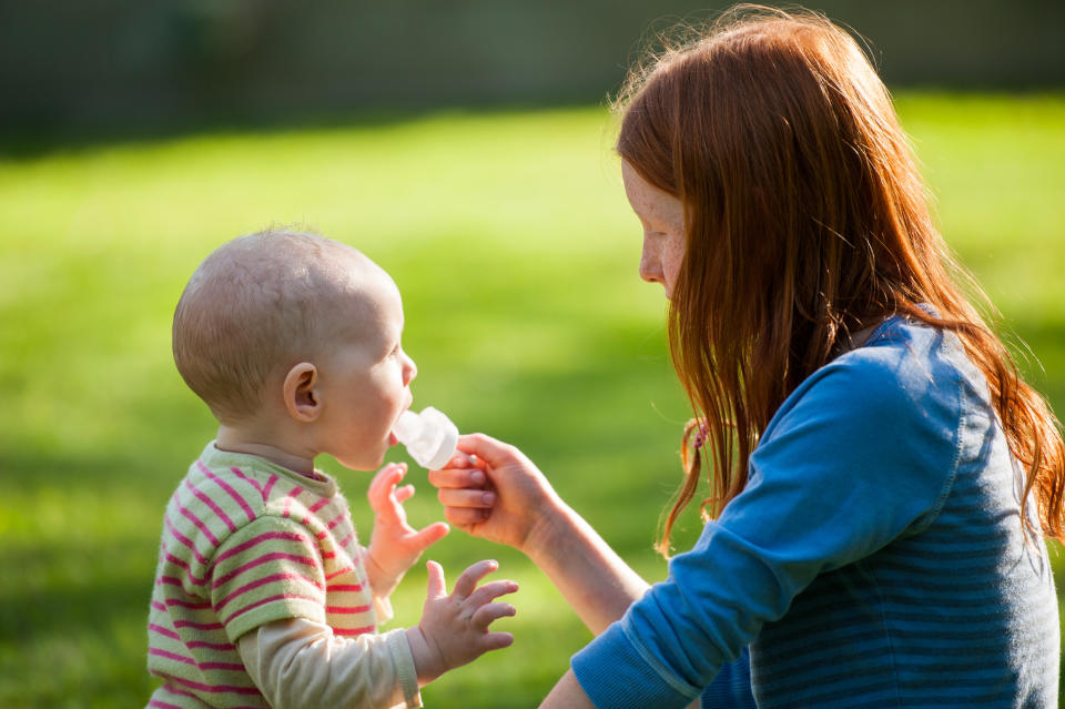 Breast milk ice pops can help with teething and cooling babies down in the heat [Photo: Getty]