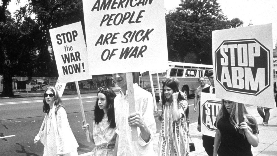 Students march with anti-war placards on the campus of the University of California at Berkeley, California, 1969. - Archive Photos/Getty Images