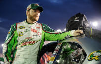 DAYTONA BEACH, FL - FEBRUARY 27: Dale Earnhardt Jr., driver of the #88 Diet Mountain Dew/National Guard Chevrolet, stands on the grid prior to the start of the NASCAR Sprint Cup Series Daytona 500 at Daytona International Speedway on February 27, 2012 in Daytona Beach, Florida. (Photo by Jared C. Tilton/Getty Images for NASCAR)