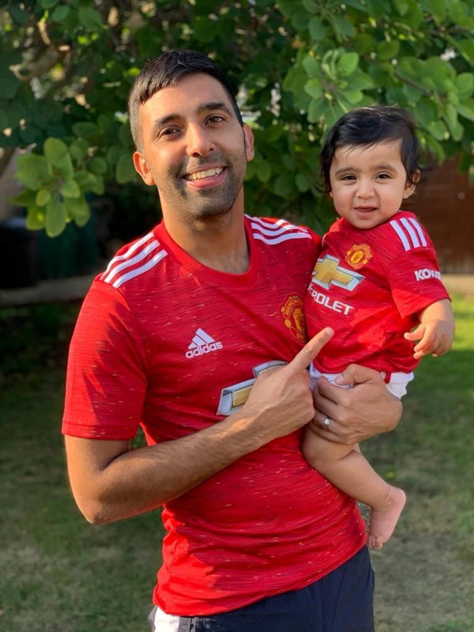 Aman Sumal with his eldest child Rajan (Brain Tumour Research / SWNS)