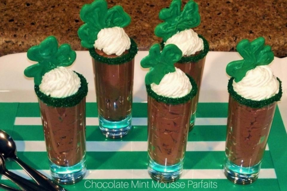 <p>These mousse cups might be better than a pot of gold. </p><p><strong>Get the recipe here: <a href="https://lizbushong.com/st-patricks-day-chocolate-mint-mousse/" rel="nofollow noopener" target="_blank" data-ylk="slk:St. Paddy's Day Mint Mousse;elm:context_link;itc:0;sec:content-canvas" class="link ">St. Paddy's Day Mint Mousse</a></strong></p>
