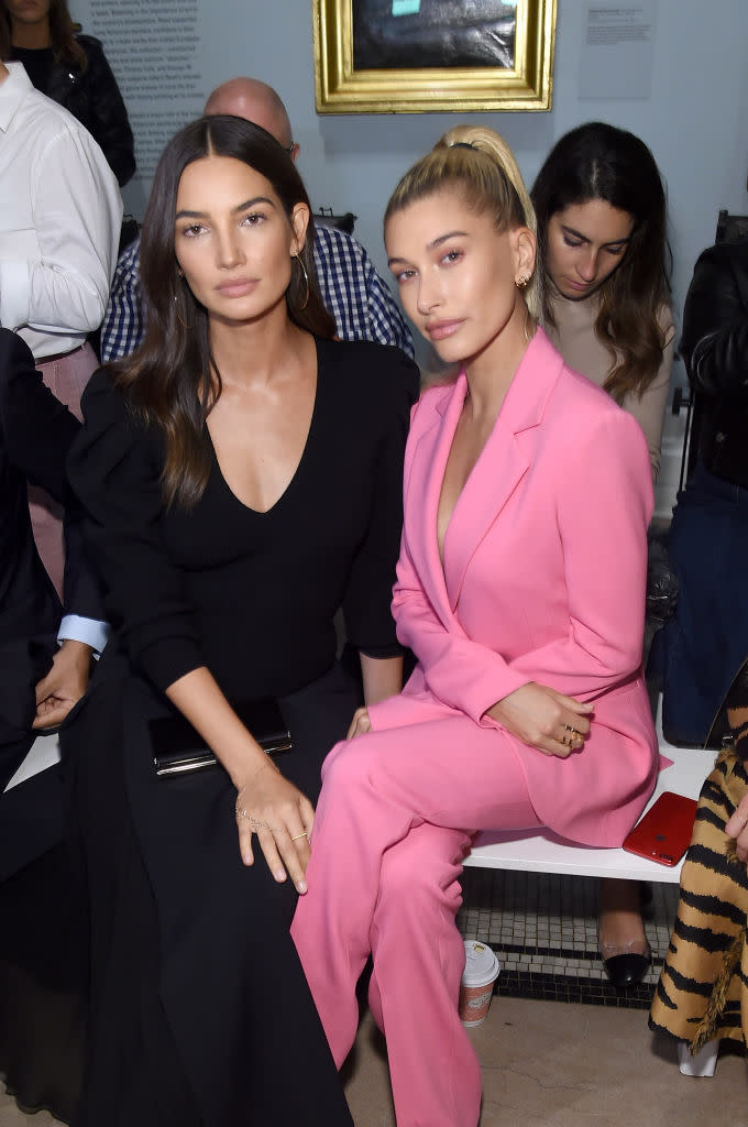 Lily Aldridge and Hailey Baldwin at Carolina Herrera