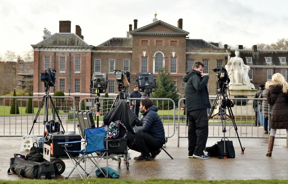 Media crews flooded Kensington Palace on Monday morning [Photo: PA]
