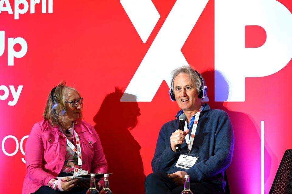 Charlie Bigham, with ScaleUp Institute CEO Irene Graham, at SME XPO (Annabel Moeller)