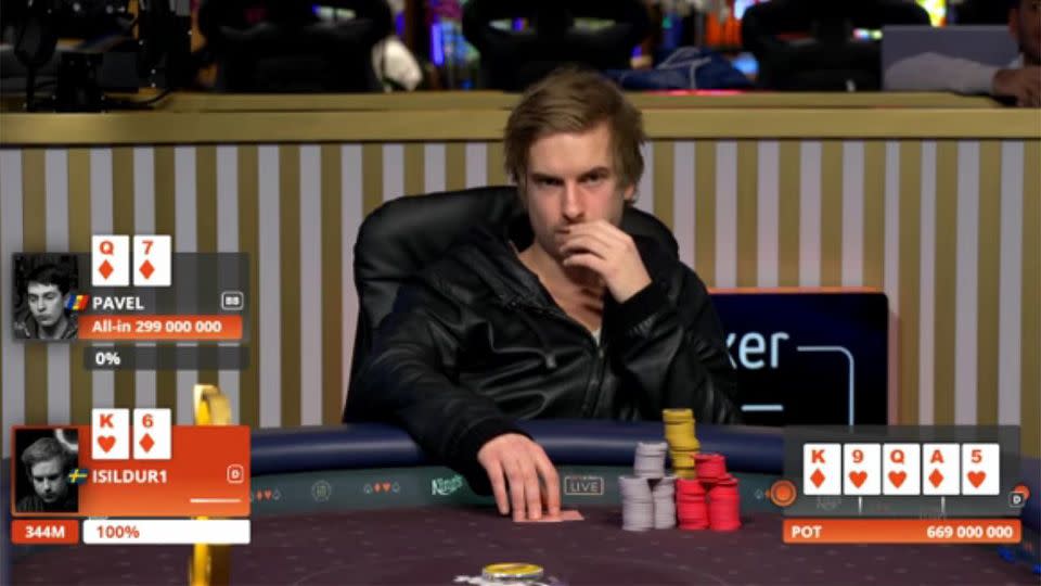 Blom weighs up his options. Vid: pokerstars