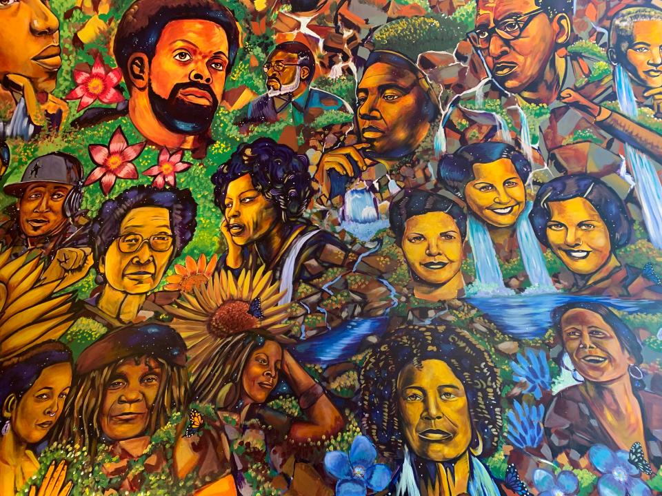 "Luminaries of Justice and Liberation" is the name of the mural inside the Main Street Landing Performing Arts Center at 60 Lake St. Painted by the family collective Juniper Creative Arts, the mural depicts 100 people of color who have paved the way for social change.