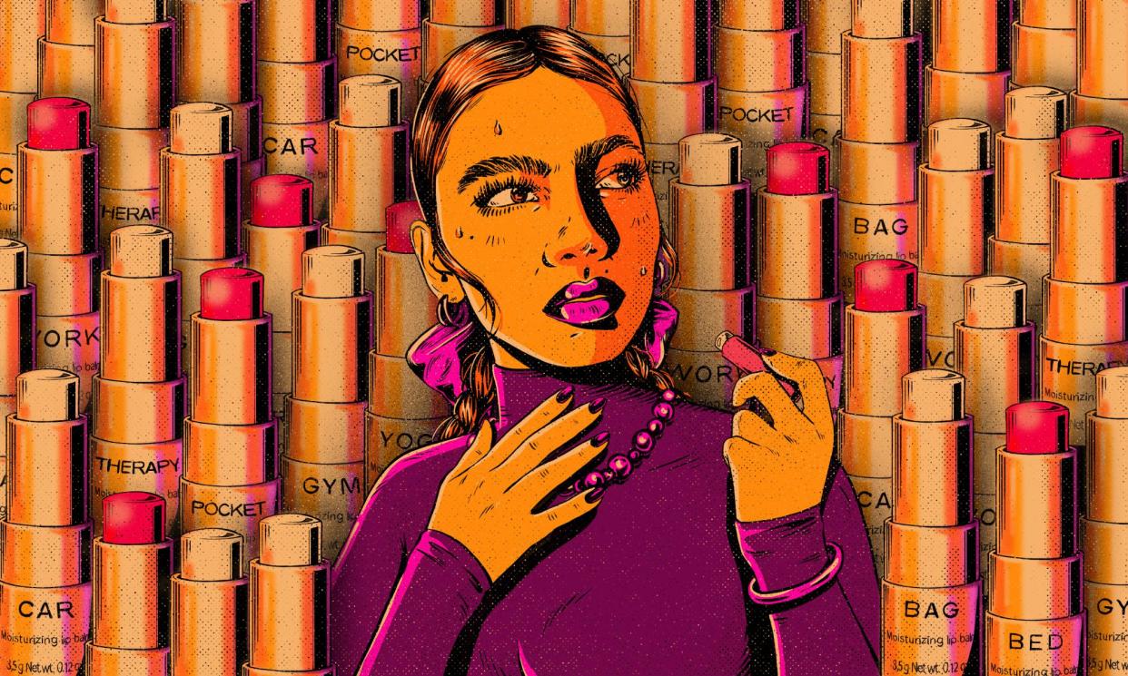 <span>‘It’s fine to use lip balm for temporary relief as long as you’re aware that it’s temporary.’</span><span>Illustration: Lola Beltran/The Guardian</span>