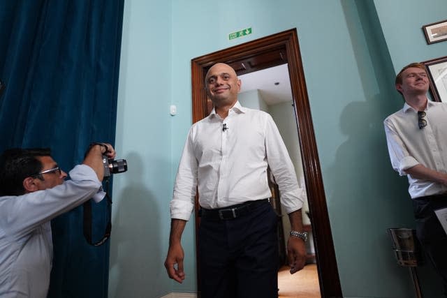 Sajid Javid arrives to launch his campaign to be Conservative Party leader at the Cinnamon Club in London