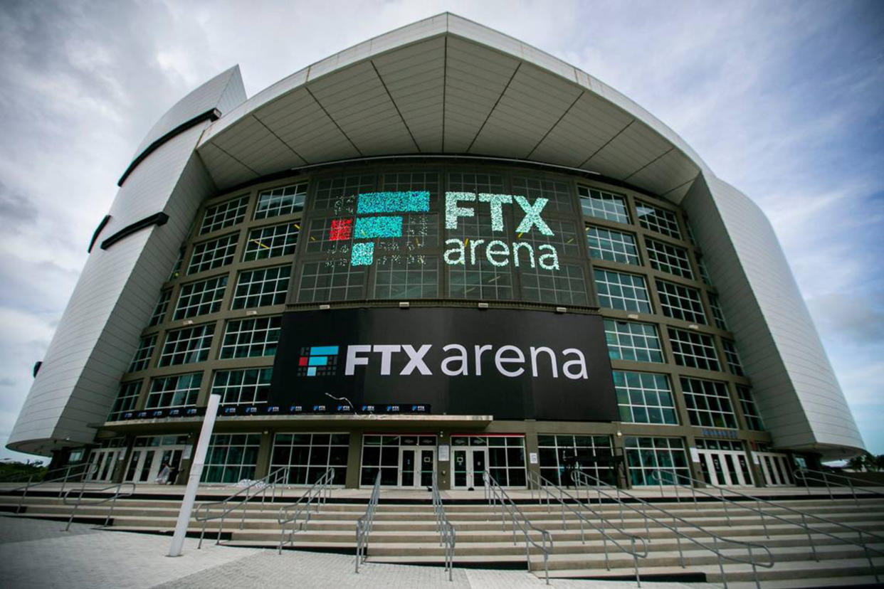 Cryptocurrency company FTX has had naming rights to the home of the Miami Heat since 2021. Now Miami-Dade County, which owns the arena, wants a bankruptcy judge to terminate the deal after FTX's collapse into bankruptcy. (Matias J. Ocner/Miami Herald/Tribune News Service via Getty Images)