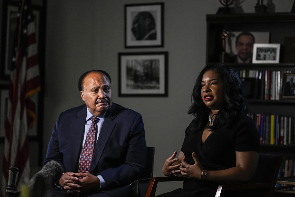 Image: Martin Luther King III, left, and Arndrea Waters King sit for an interview with the Associated Press on Aug. 16, 2023, in Atlanta. (Brynn Anderson / AP file)
