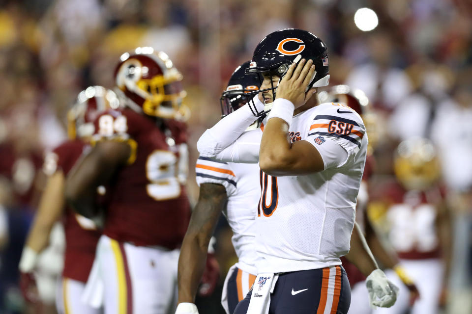 The Bears are 2-1 but QB Mitchell Trubisky isn't showing signs of improvement as he enters his third season in the league. (Getty Images)