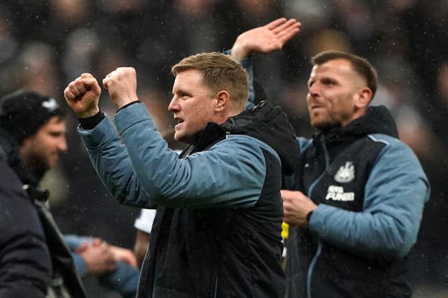 Newcastle head coach Eddie Howe (centre) has guided the club to a first final since 1999