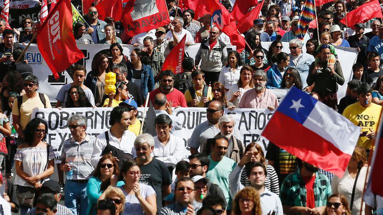 Protestas sobre el régimen de pensiones en Valparaíso
