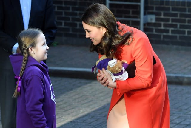 The Duchess of Cambridge greeted the children of the Great Ormond Street Hospital on Wednesday.