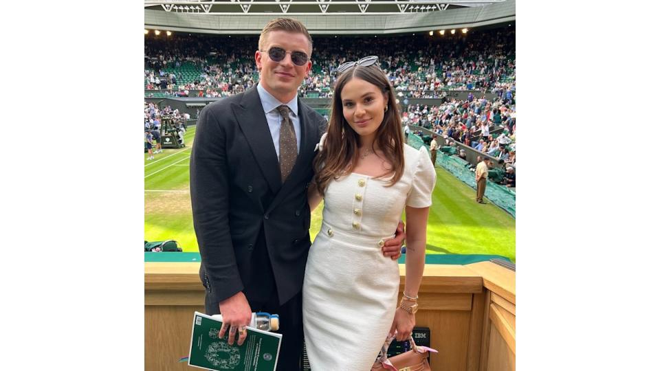 Holly and Adam were seated in the royal box on centre court 