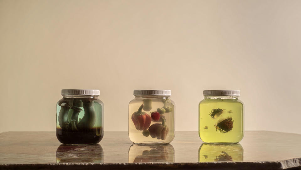 Designer Lexie Park first experimented with jelly as a purely artistic expression, suspending mushrooms, rambutan fruit, and even cosmetics in jars. (Lexie Park / Nünchi)