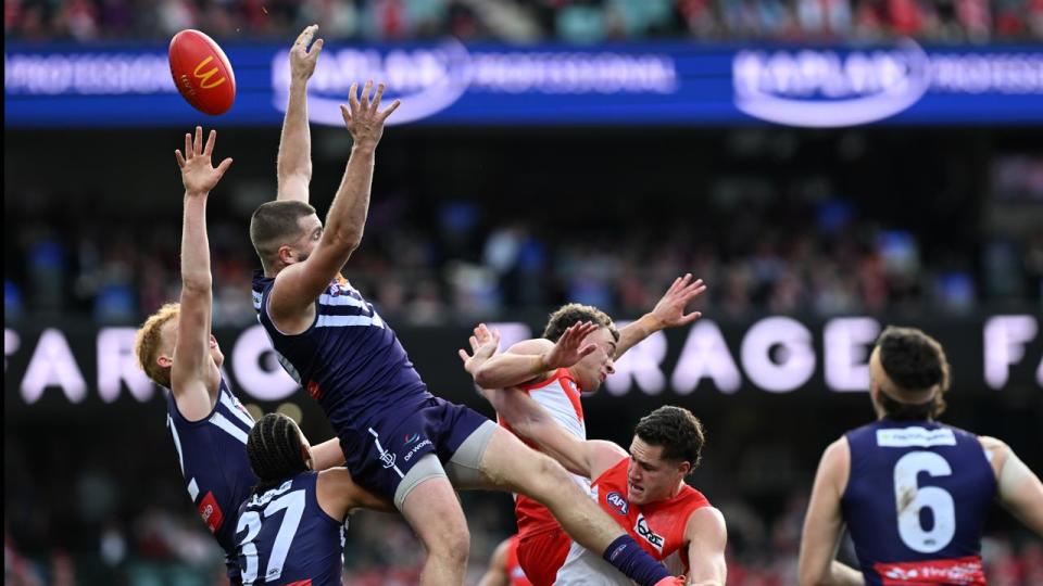 Action from Sydney's loss to Fremantle. 