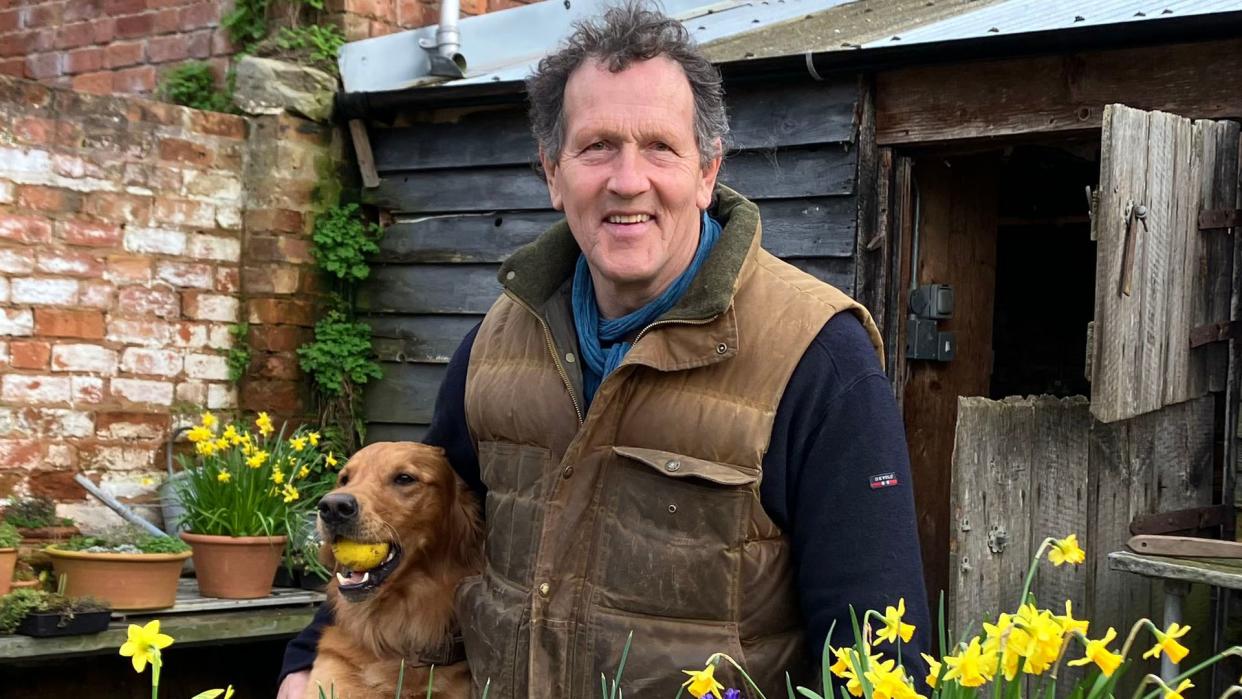 Monty Don,Monty Don at Longmeadow with his dog, Ned on Gardeners' World 