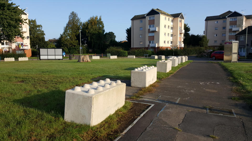 The defences were brought in after a number of caravans moved onto the patch of land. (SWNS)