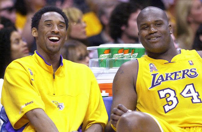 ▲ 前湖人球員Shaquille O'Neal與Kobe Bryant（圖／美聯社／達志影像）