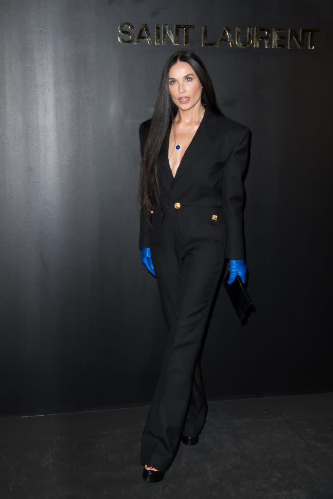 Demi Moore attends the Saint Laurent Fall 2022 fashion show at Paris Fashion Week on March 1, 2022. - Credit: KCS Presse / MEGA