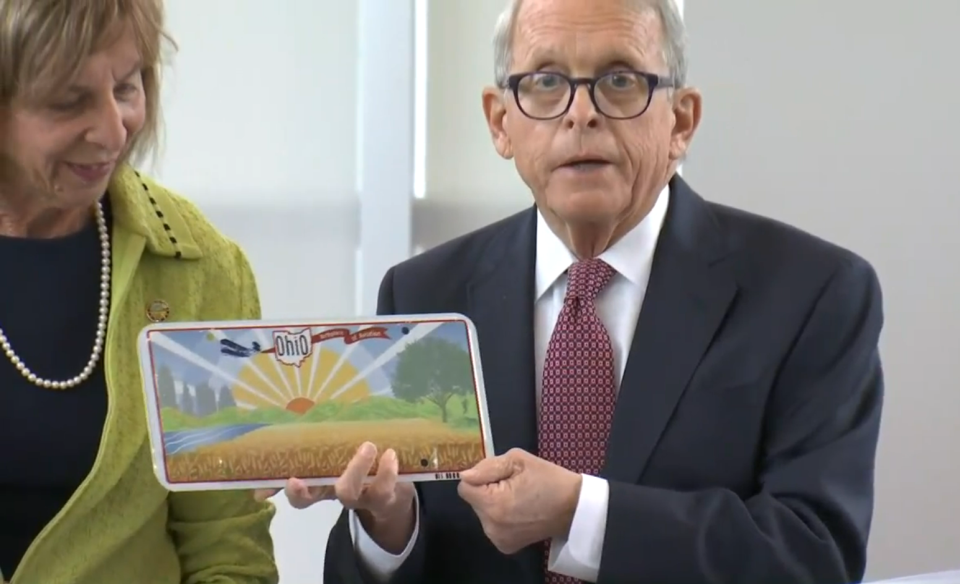 Ohio Gov. Mike DeWine unveiled a new Ohio license plate in October.