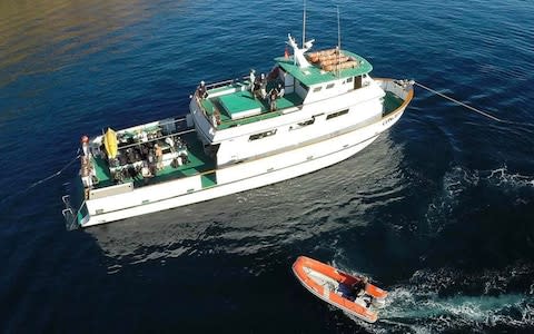 Images of the dive boat "Conception" - Five people were rescued and 34 more are missing after a fire broke out on a boat early Monday morning near Santa Cruz Island - Credit: Universal News And Sport (Europe)&nbsp;