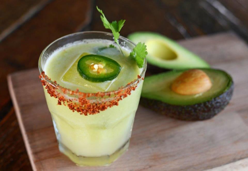 A spicy avocado margarita is served at El Camino.