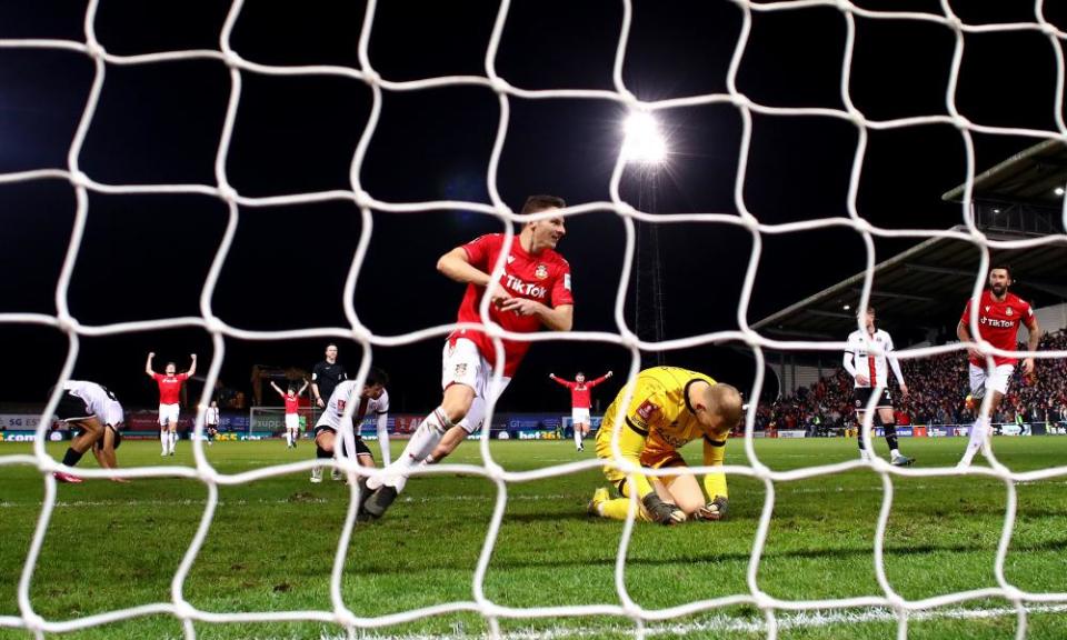 Paul Mullin scores for Wrexham