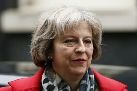 Britain's Home Secretary Theresa May arrives to attend a cabinet meeting at Number 10 Downing Street in London, Britain March 1, 2016. REUTERS/Stefan Wermuth