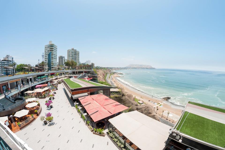 A View Across Larcomar Shopping Centre In Miraflores, Lima, Peru