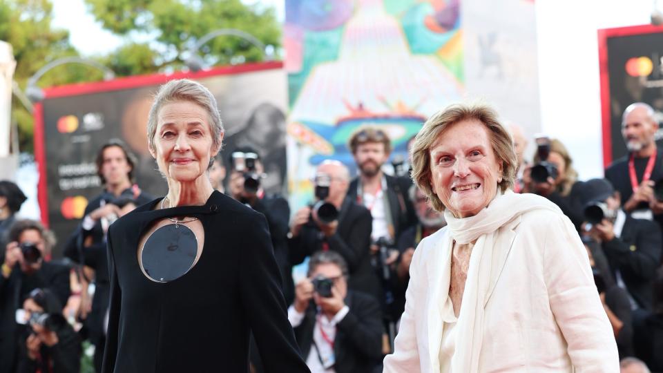 venice, italy august 30 charlotte rampling and liliana cavani attends the opening red carpet at the 80th venice international film festival on august 30, 2023 in venice, italy photo by vittorio zunino celottogetty images