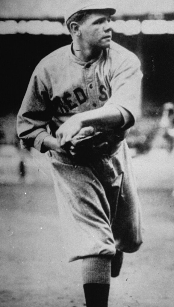 Baseball legend Babe Ruth with the Boston Red Sox in 1916.