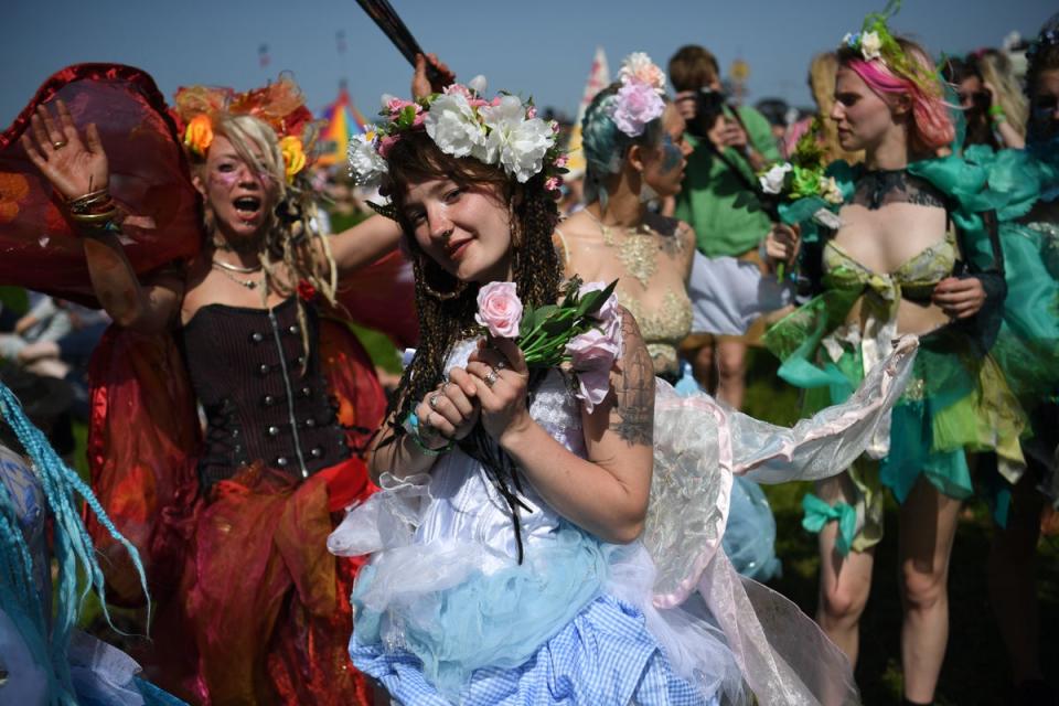 Climate change protesters take part in a procession in 2019 (EPA-EFE)