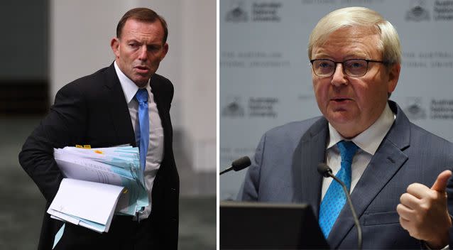 Former Australian leaders Tony Abbott and Kevin Rudd both pushed to urgently upgrade Australia's missile defences. Photo: AAP
