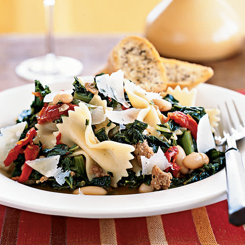Farfalle with Sausage, Cannellini Beans, and Kale