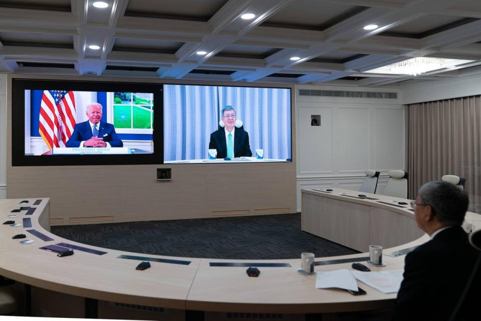 副總統陳建仁以預錄影片方式出席拜登總統主持的「全球新冠肺炎高峰會」   圖：外交部提供