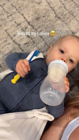 <p>Brittany Mahomes/Instagram</p> Brittany Mahomes shares cute pic of son Bronze feeding from a bottle