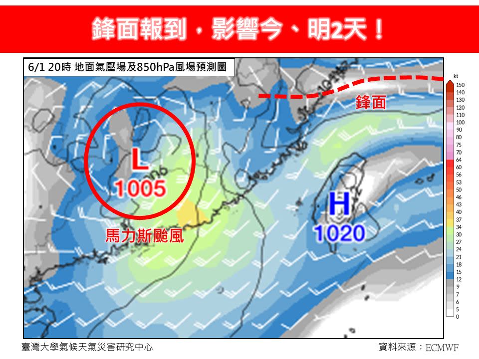 臉書粉專林老師氣象站表示，後援的水氣供輸相當充沛，一整天的降雨機率都高。   圖：翻攝自林老師氣象站臉書