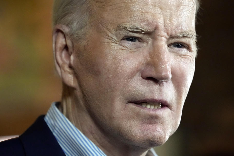 FILE - President Joe Biden speaks at a campaign event at El Portal restaurant, March 19, 2024, in Phoenix. (AP Photo/Jacquelyn Martin, File)