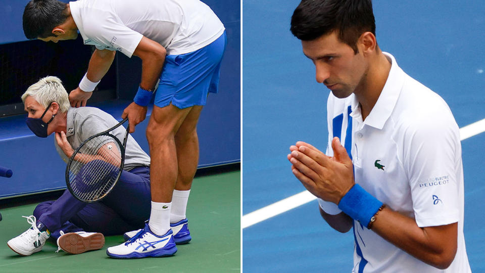 Seen here, Novak Djokovic comforts the stricken line judge.