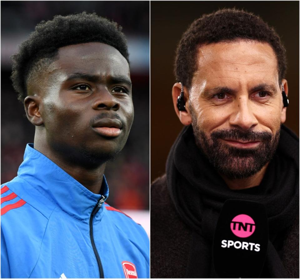 Rio Ferdinand has caused a stir by claiming that Arsenal and England star Bukayo Saka is not yet ‘world-class’ (Getty Images)