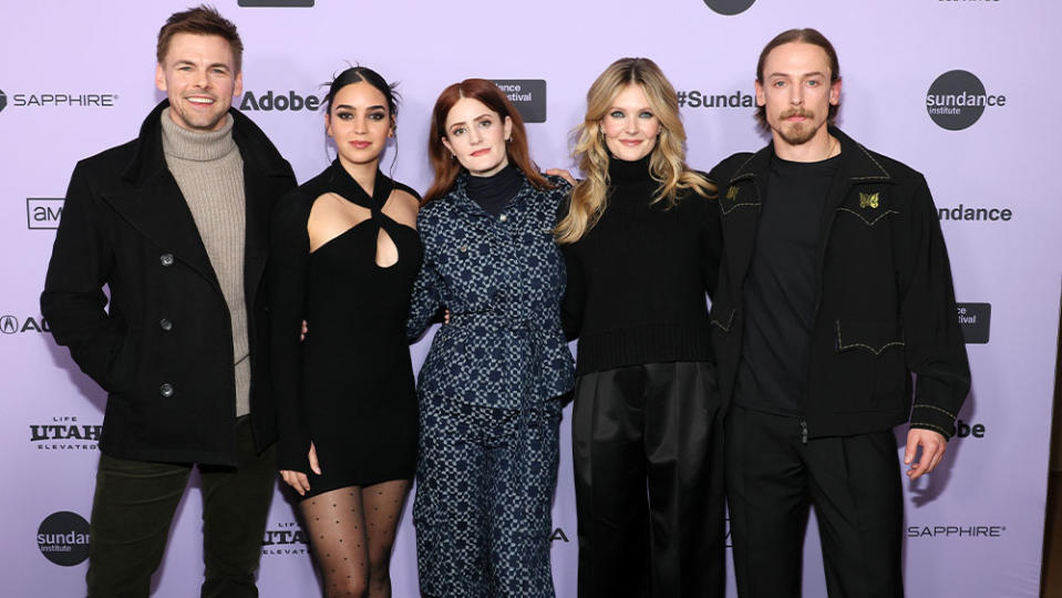(L-R) Tommy Dewey, Melissa Barrera, Kayla Foster, Meghann Fahy and Edmund Donovan at the 'Your Monster' premiere at Sundance Film Festival 2024