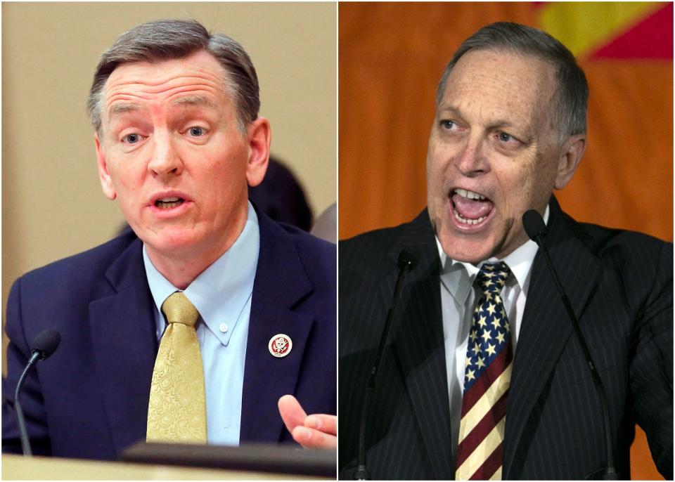 Rep. Paul Gosar (left) and Rep. Andy Biggs have previously refused to offer aid to Ukraine.