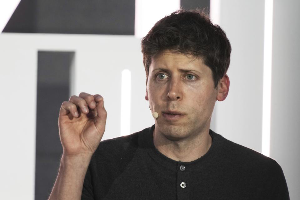 File - OpenAI CEO Sam Altman speaks in Abu Dhabi, United Arab Emirates, Tuesday, June 6, 2023. Anthropic, ChatGPT- maker OpenAI and other major developers of AI systems known as large language models say they're hard at work to make them more truthful. (AP Photo/Jon Gambrell, File)