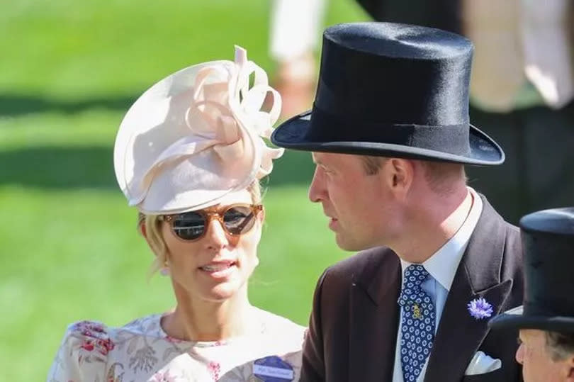 Zara Tindall and Prince William, Prince of Wales speak as they attend day two of Royal Ascot 2024 at Ascot Racecourse on June 19, 2024 in Ascot, Engla