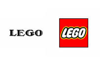 <b>Lego</b><br><br>El gigante de los juguetes siempre ha mantenido su nombre en el logo, desde 1935, aunque ha ido cambiando progresivamente (muchísimas veces) el color de fondo. El último tono de rojo se mantiene desde 1998. (Wikimedia Commons)